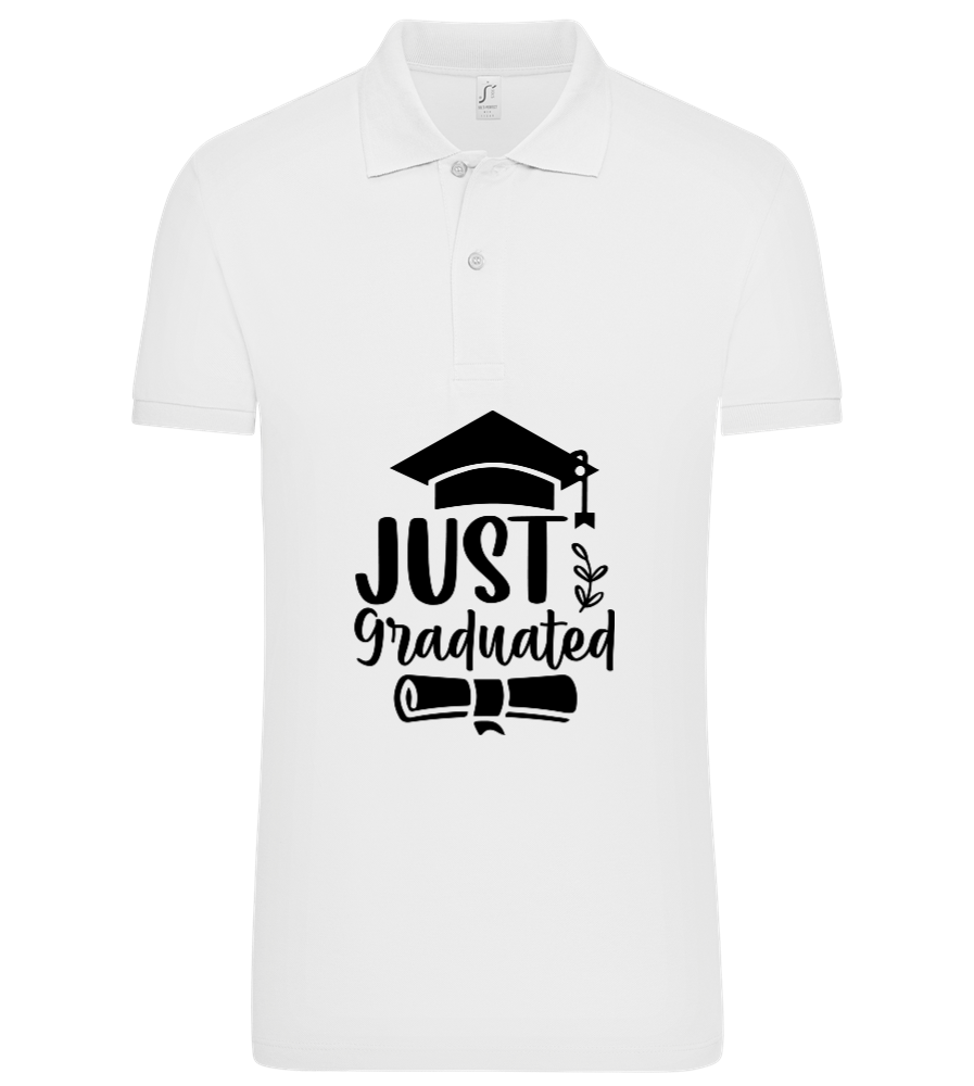 Just Graduated Design - Premium men's polo shirt WHITE front