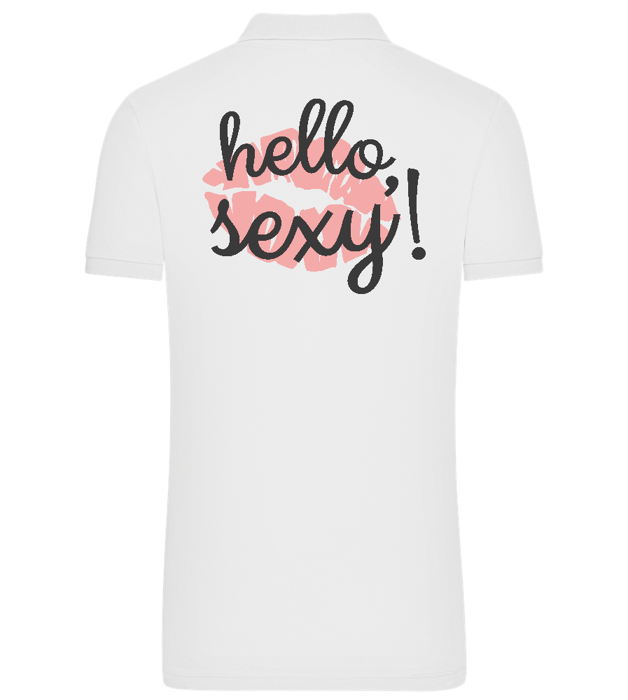 Hello Sexy Design - Premium men's polo shirt_WHITE_back