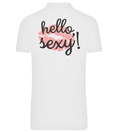 Hello Sexy Design - Premium men's polo shirt_WHITE_back