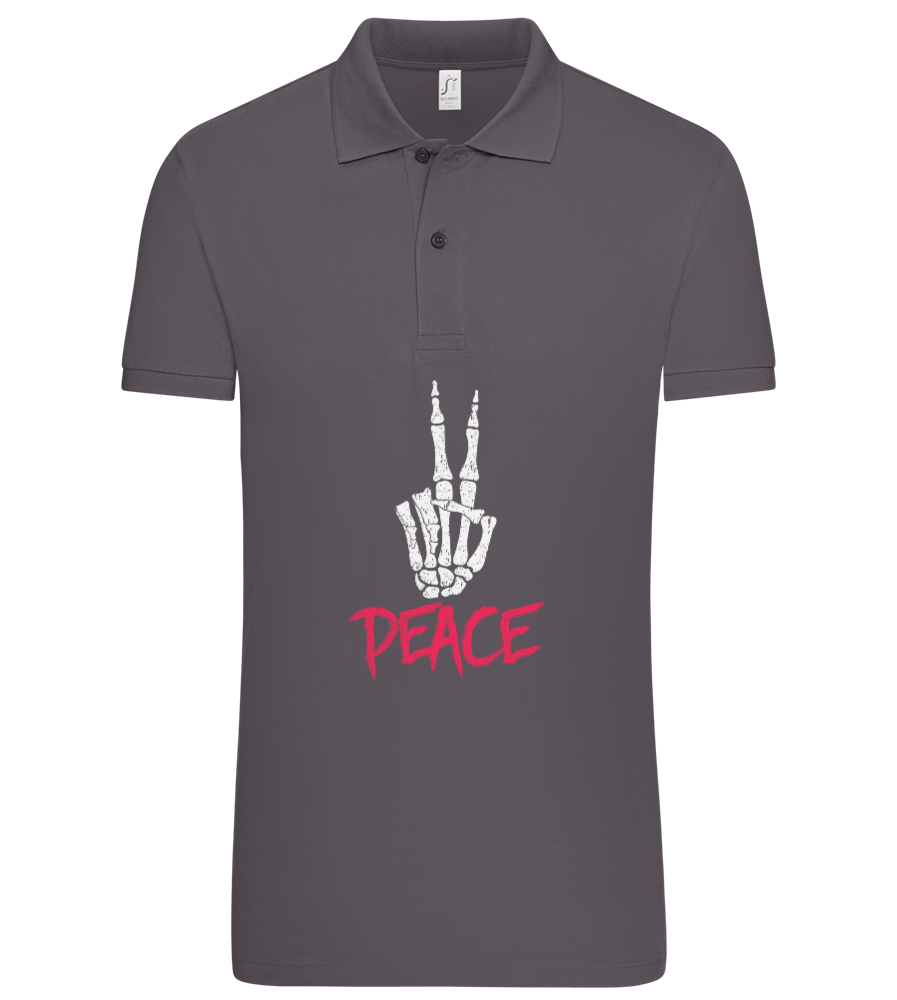 Peace Sign Design - Premium men's polo shirt DARK GRAY front