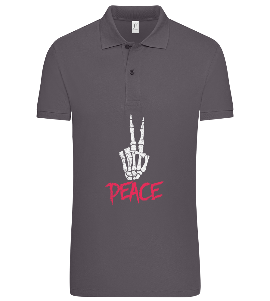 Peace Sign Design - Premium men's polo shirt_DARK GRAY_front