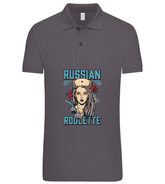 Russian Roulette Design - Premium men's polo shirt DARK GRAY front