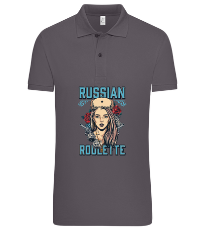 Russian Roulette Design - Premium men's polo shirt DARK GRAY front