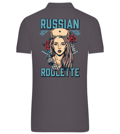 Russian Roulette Design - Premium men's polo shirt_DARK GRAY_back