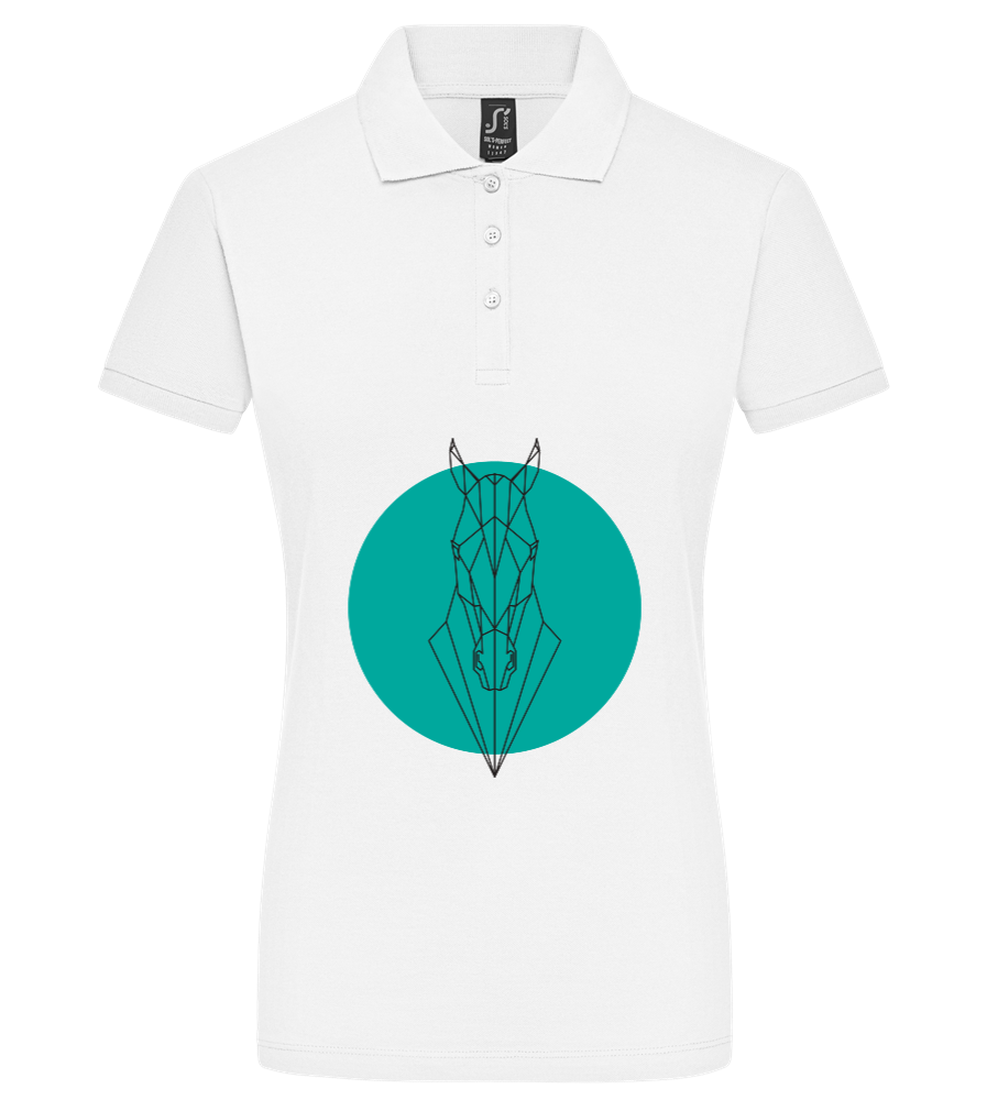 Horsehead Abstract 2 Design - Premium women's polo shirt WHITE front