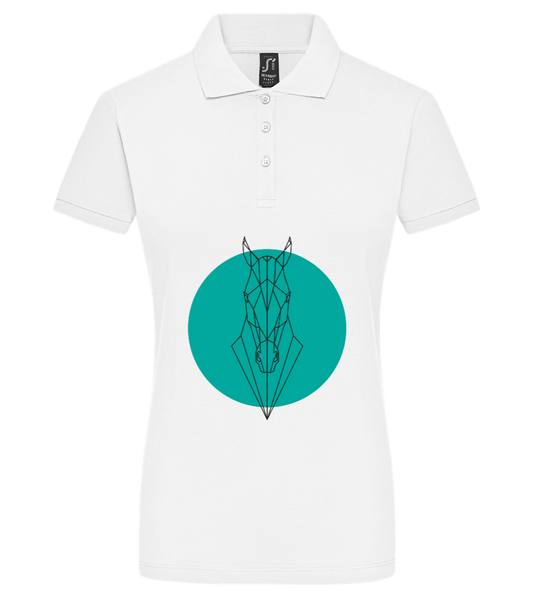 Horsehead Abstract 2 Design - Premium women's polo shirt WHITE front