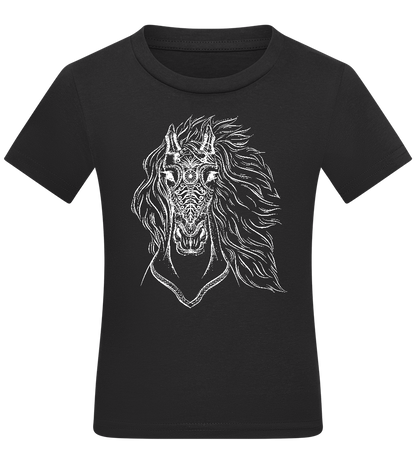 White Abstract Horsehead Design - Comfort kids fitted t-shirt_DEEP BLACK_front