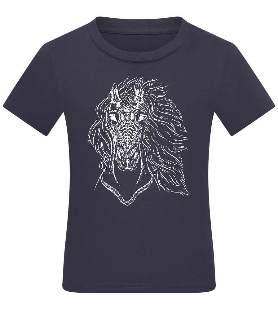 White Abstract Horsehead Design - Comfort kids fitted t-shirt_FRENCH NAVY_front