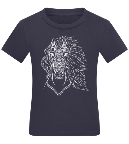 White Abstract Horsehead Design - Comfort kids fitted t-shirt_FRENCH NAVY_front