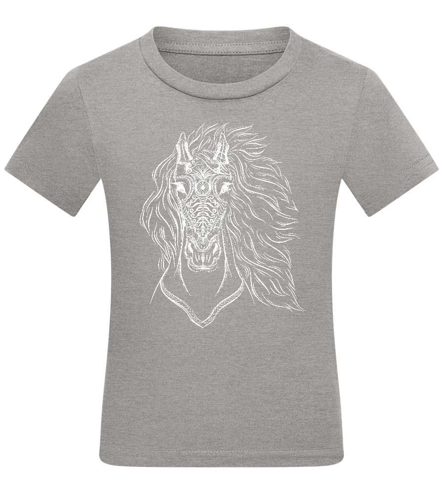 White Abstract Horsehead Design - Comfort kids fitted t-shirt_ORION GREY_front