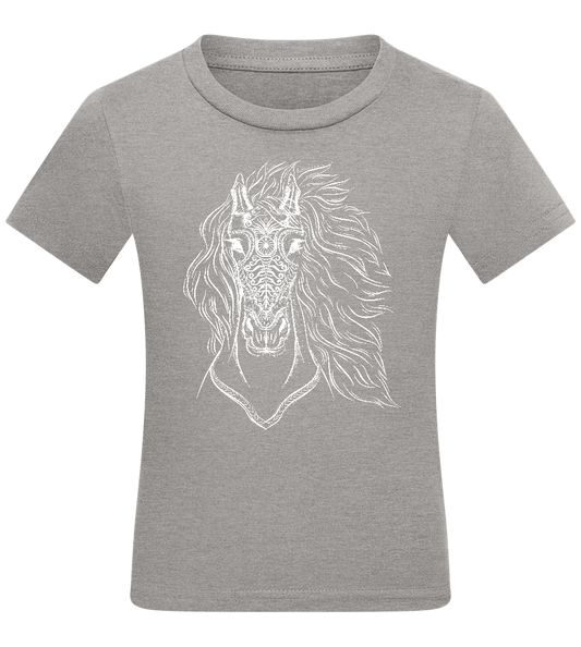 White Abstract Horsehead Design - Comfort kids fitted t-shirt_ORION GREY_front