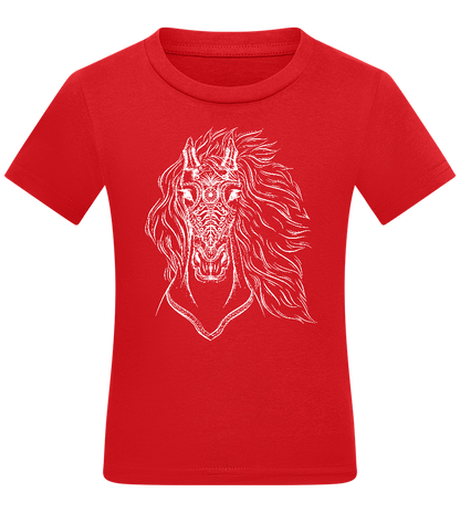 White Abstract Horsehead Design - Comfort kids fitted t-shirt_RED_front
