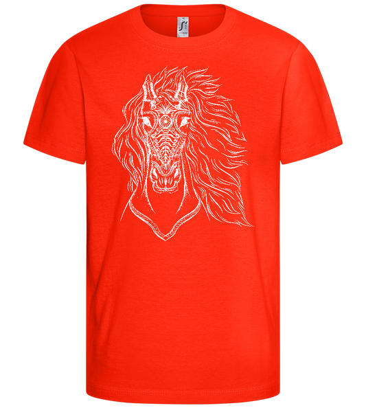 White Abstract Horsehead Design - Comfort kids fitted t-shirt_RED_front