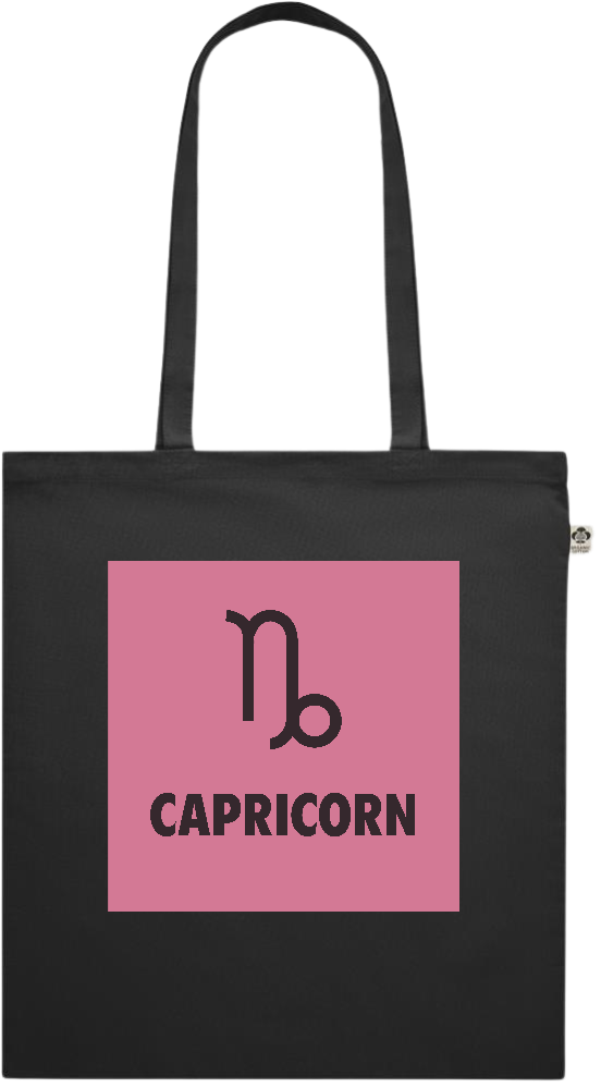 Zodiac Capricorn Design - Premium colored organic cotton shopping bag_BLACK_front