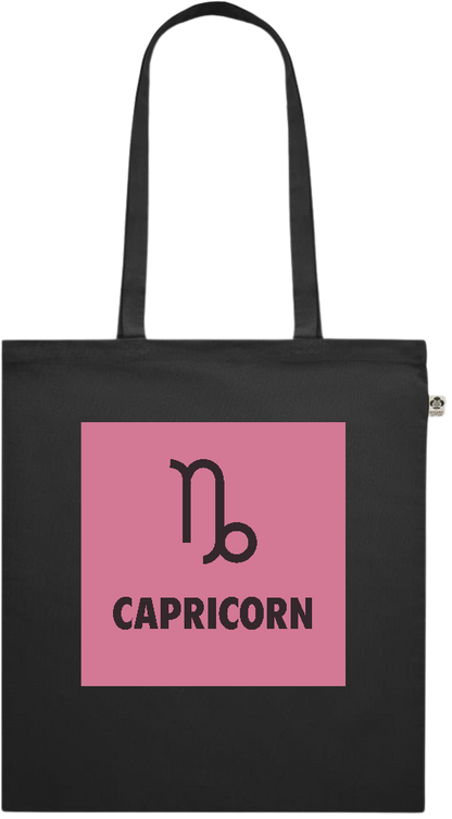 Zodiac Capricorn Design - Premium colored organic cotton shopping bag_BLACK_front