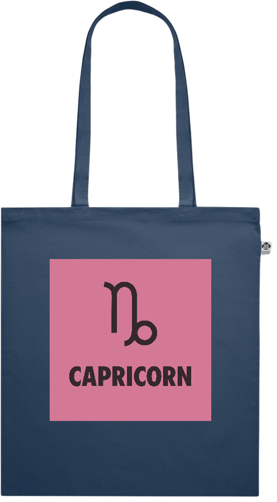 Zodiac Capricorn Design - Premium colored organic cotton shopping bag_BLUE_front