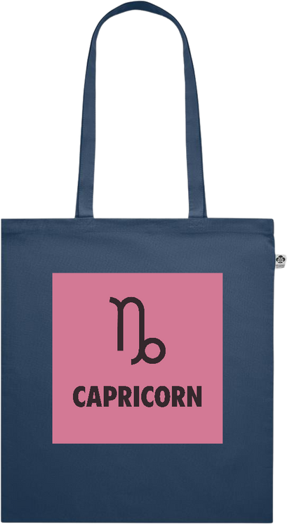 Zodiac Capricorn Design - Premium colored organic cotton shopping bag_BLUE_front