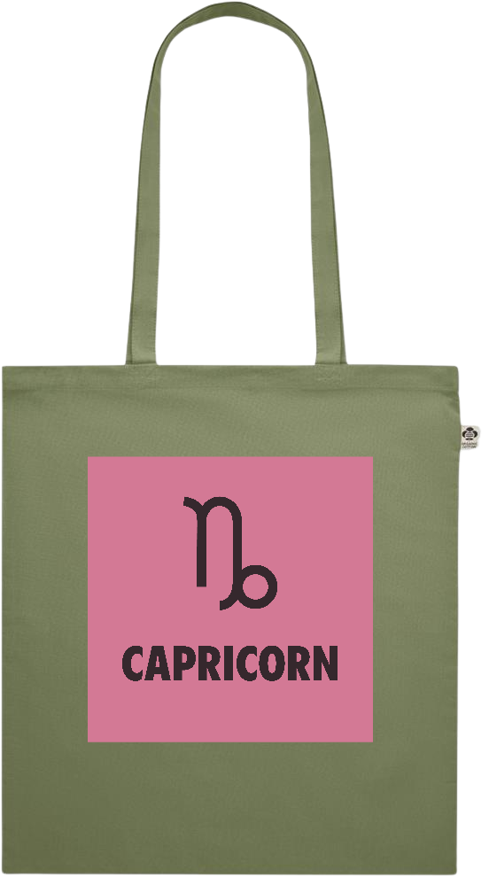 Zodiac Capricorn Design - Premium colored organic cotton shopping bag_GREEN_front