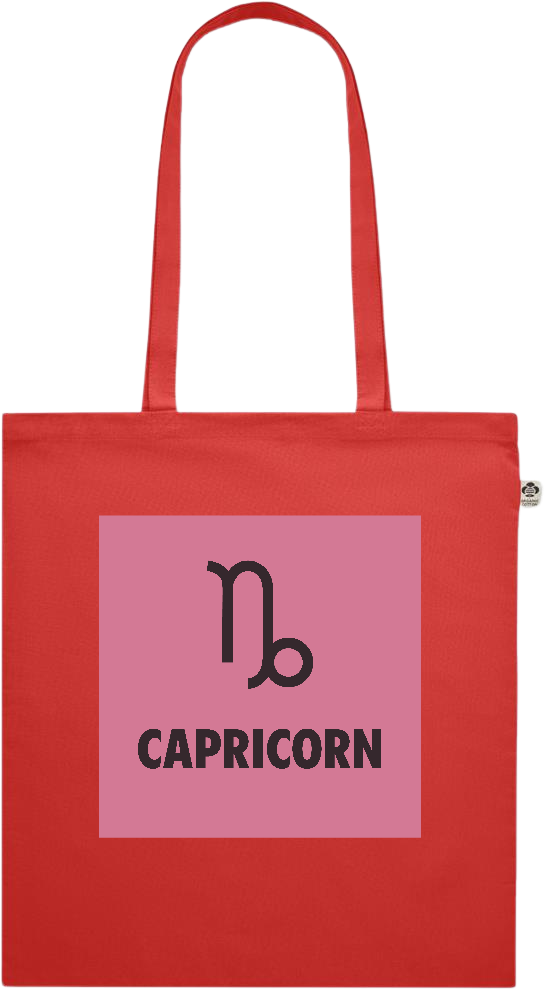 Zodiac Capricorn Design - Premium colored organic cotton shopping bag_RED_front