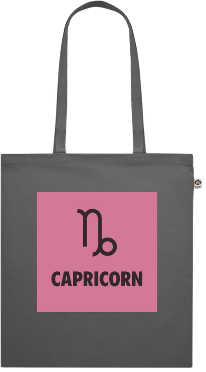 Zodiac Capricorn Design - Premium colored organic cotton shopping bag_STONE GREY_front