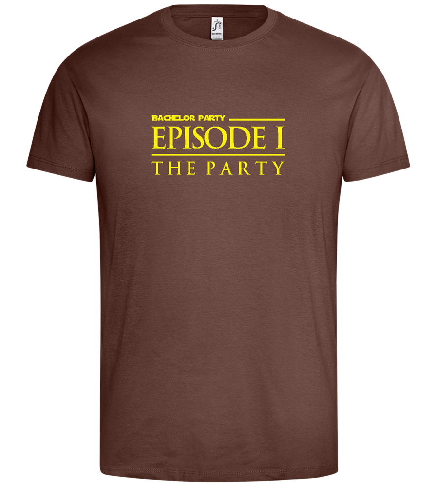 Episode 1 The Party Design - Premium men's t-shirt_CHOCOLATE_front