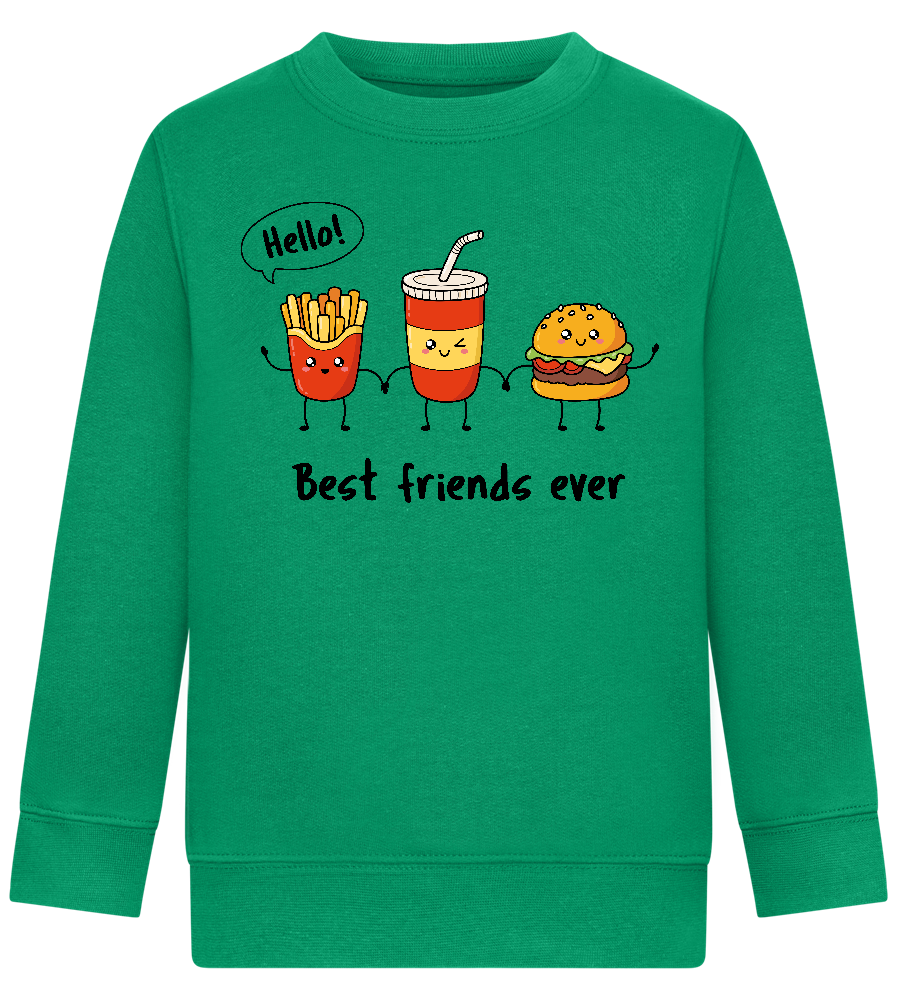 Best Friends Ever Food Design - Comfort Kids Sweater_MEADOW GREEN_front