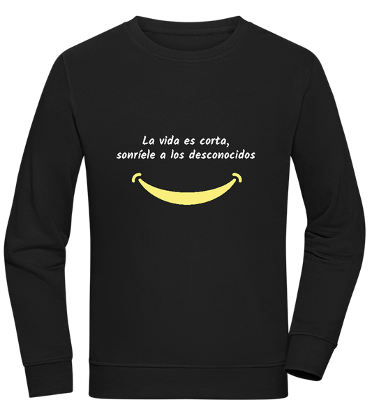 Smile at the World Design - Comfort unisex sweater_BLACK_front