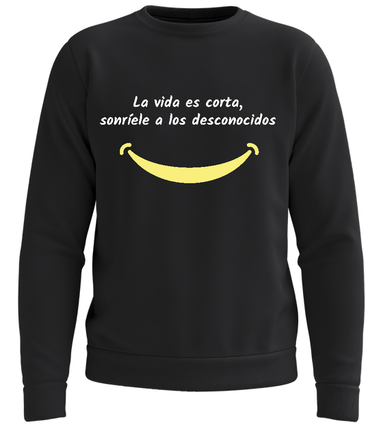 Smile at the World Design - Comfort unisex sweater_BLACK_front