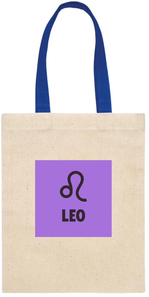 Zodiac Leo Design - Essential small colored handle gift bag_ROYAL BLUE_front