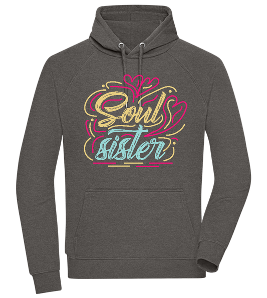 Soul Sister Design - Comfort unisex hoodie CHARCOAL CHIN front
