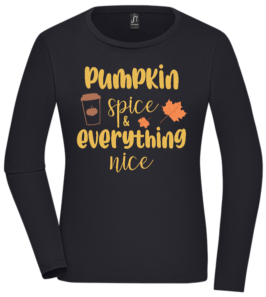 Pumpkin Spice and Everything Nice Design - Comfort women's long sleeve t-shirt MARINE front