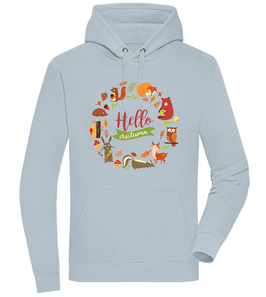 Hello Autumn Design - Premium unisex hoodie CREAMY BLUE front