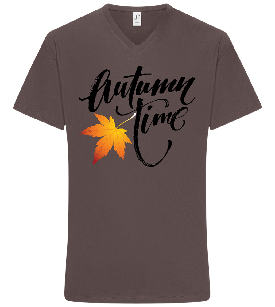 Autumn Time Design - Basic men's v-neck t-shirt DARK GRAY front