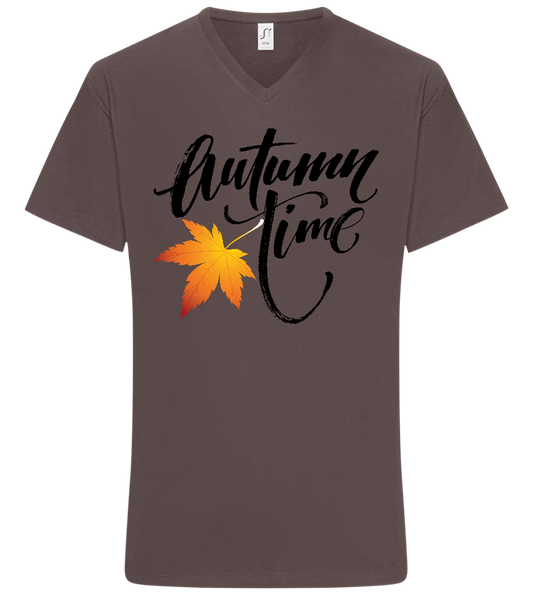 Autumn Time Design - Basic men's v-neck t-shirt DARK GRAY front