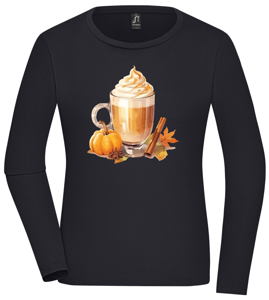 Pumpkin Spice Coffee Design - Comfort women's long sleeve t-shirt MARINE front