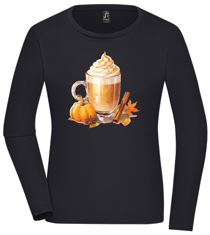 Pumpkin Spice Coffee Design - Comfort women's long sleeve t-shirt MARINE front