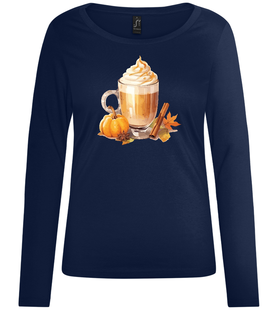 Pumpkin Spice Coffee Design - Comfort women's long sleeve t-shirt_MARINE_front