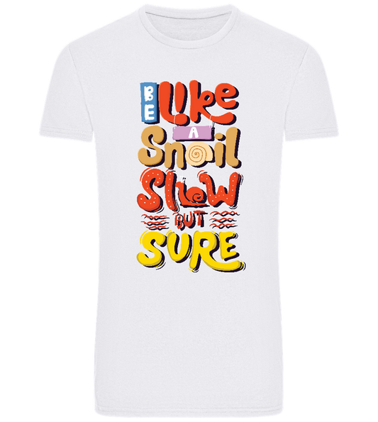 Slow but Sure Design - Basic men's fitted t-shirt WHITE front