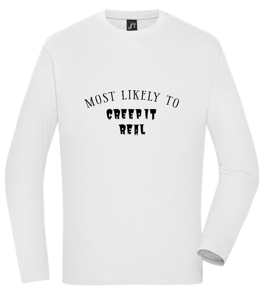 Creeping it Real Design - Comfort men's long sleeve t-shirt WHITE front