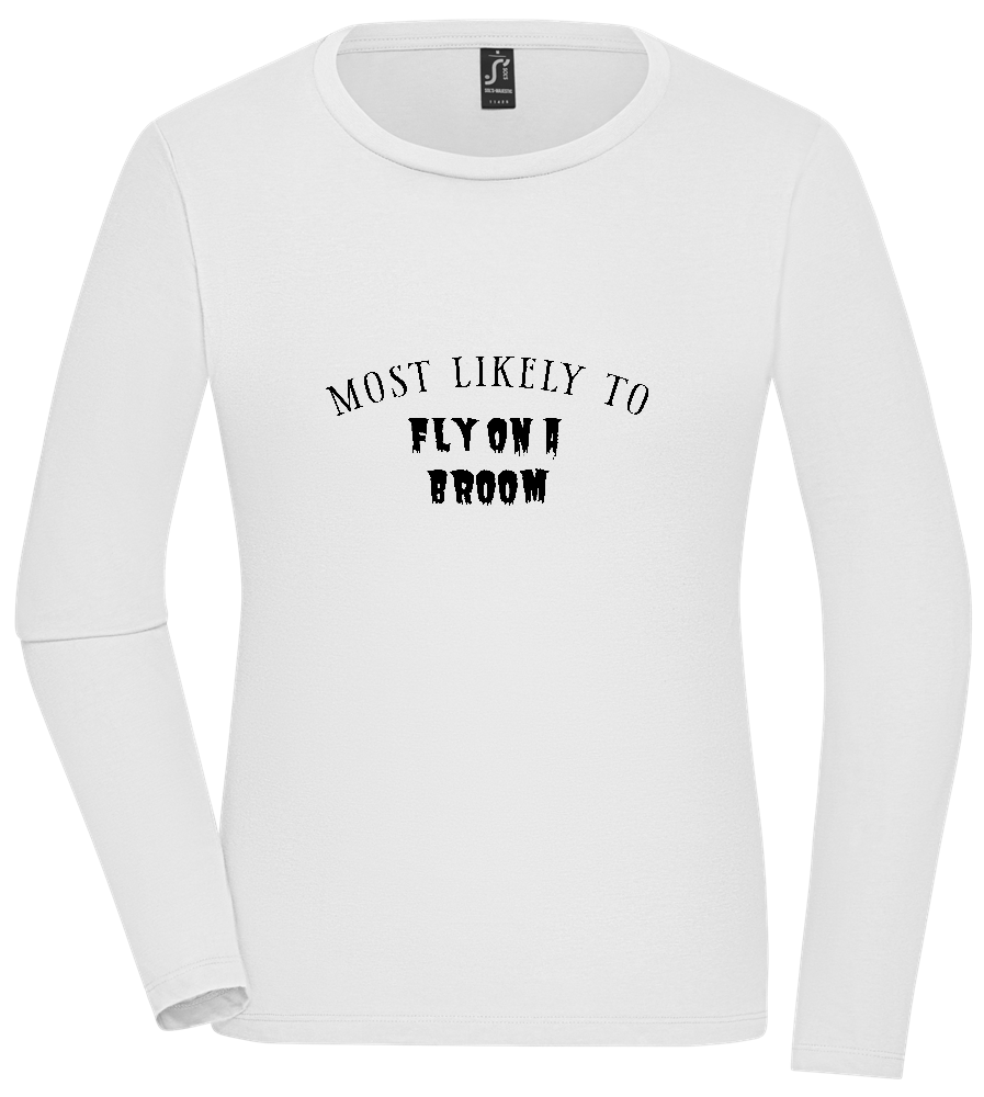 Fly on a Broom Design - Comfort women's long sleeve t-shirt WHITE front