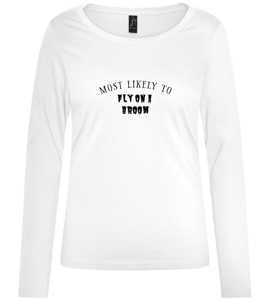 Fly on a Broom Design - Comfort women's long sleeve t-shirt_WHITE_front