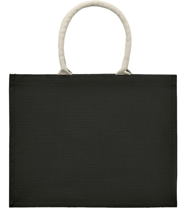 Jute Bag with Cotton Handle_BLACK_front
