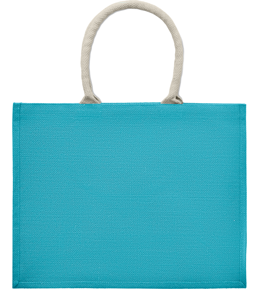 Jute Bag with Cotton Handle_TURQUOISE_front