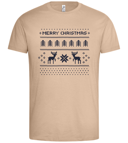 Pixelated Christmas Design - Premium men's t-shirt_SAND_front