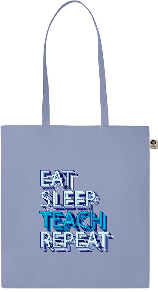 Eat Sleep Teach Repeat Design - Essential colored organic cotton tote bag_BABY BLUE_front