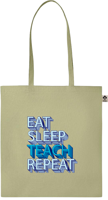 Eat Sleep Teach Repeat Design - Essential colored organic cotton tote bag_GREEN_front