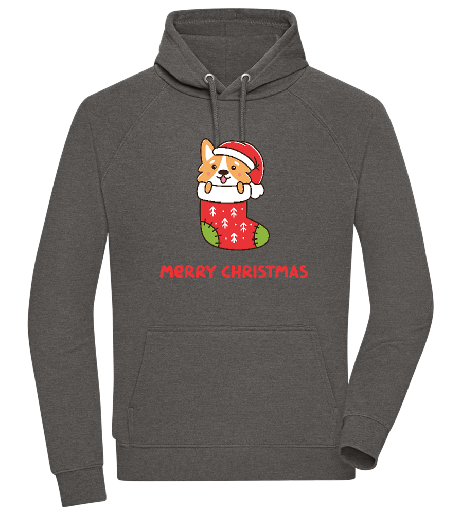 Christmas Corgi Design - Comfort unisex hoodie CHARCOAL CHIN front