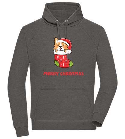 Christmas Corgi Design - Comfort unisex hoodie CHARCOAL CHIN front