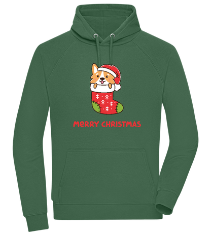 Christmas Corgi Design - Comfort unisex hoodie GREEN BOTTLE front