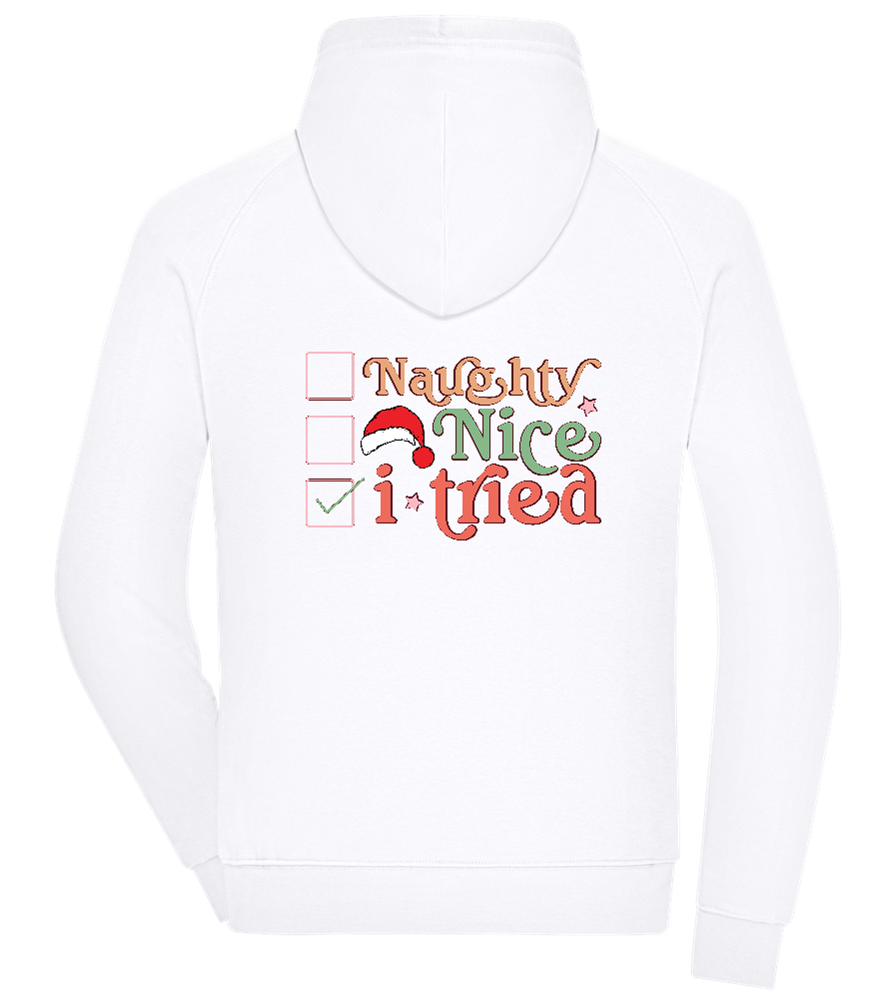 Naughty Nice I Tried Design - Comfort unisex hoodie WHITE back
